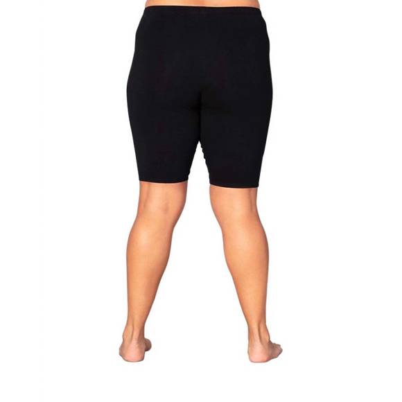 NEW ON THE PLUS SIDE plus size solid cotton bike shorts in black - Picture 2 of 2